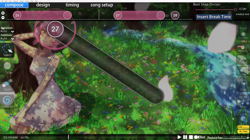 Timing notes in the osu! editor